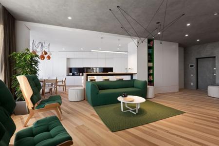 Skyline: Conception d'un appartement dans le style du minimalisme
